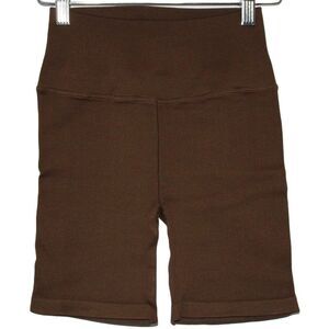 Womens NUX The Good Bike Short Olive Green Brown Ribbed Bike Shorts Size XS NWOT